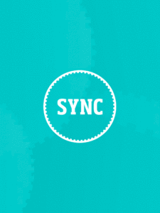 Sync animated cog logo – blue