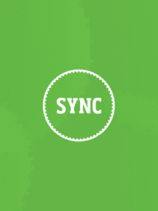 Sync animated cog logo – green