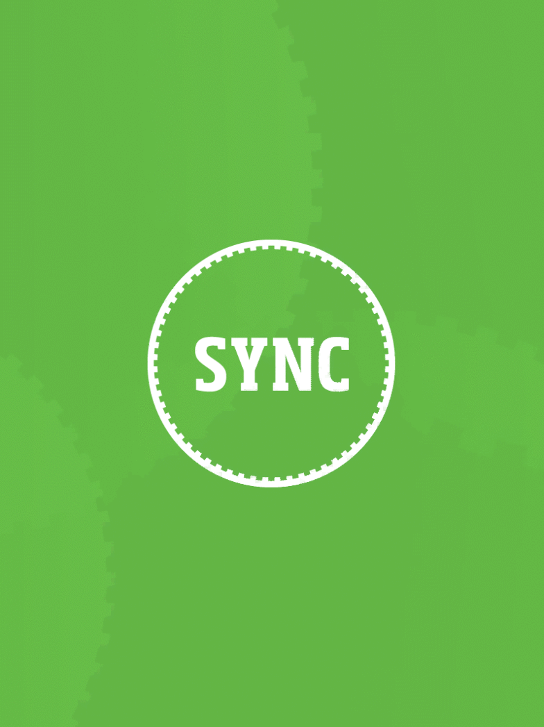 Sync animated cog logo – green