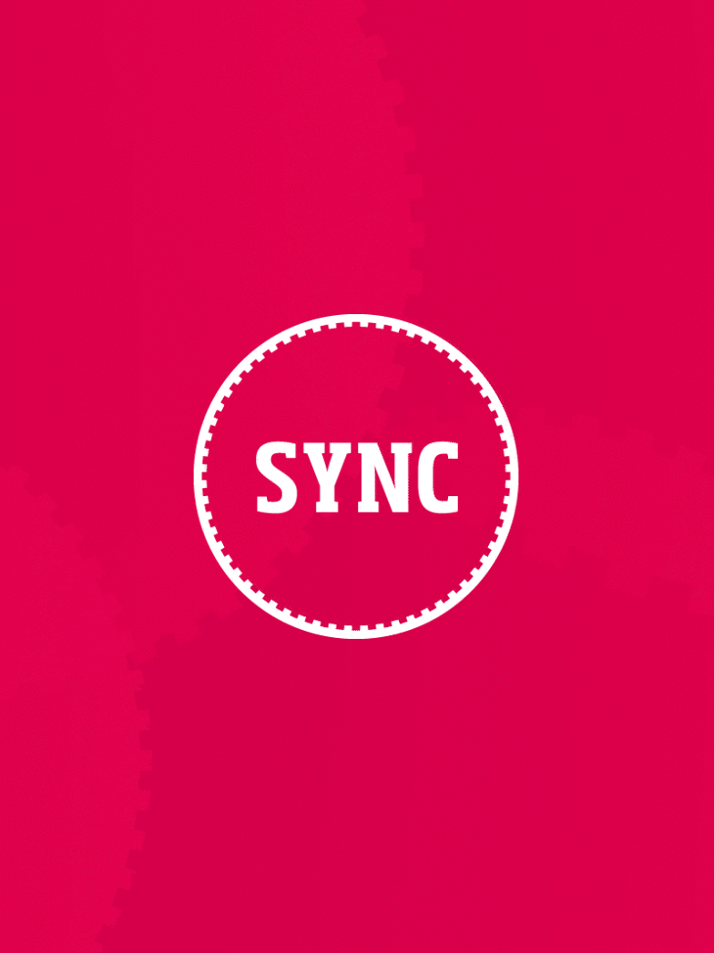 Sync animated cog logo – red